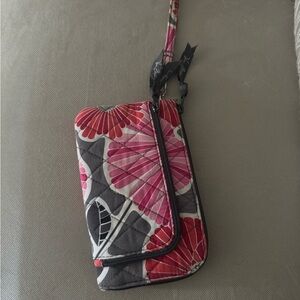 Vera Bradley Pink and Gray Floral Wristlet